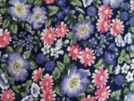 Black/Pink Floral Cotton Fabric