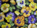 Black Panzy Floral Cotton Fabric