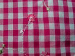 Hot Pink Floral Gingham Fabric