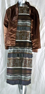 Brown/Gray Jacquard Dress and Brown Satin Jacket 