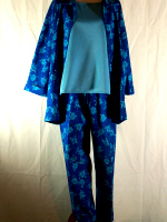 Blue Floral Denim Pant Suit